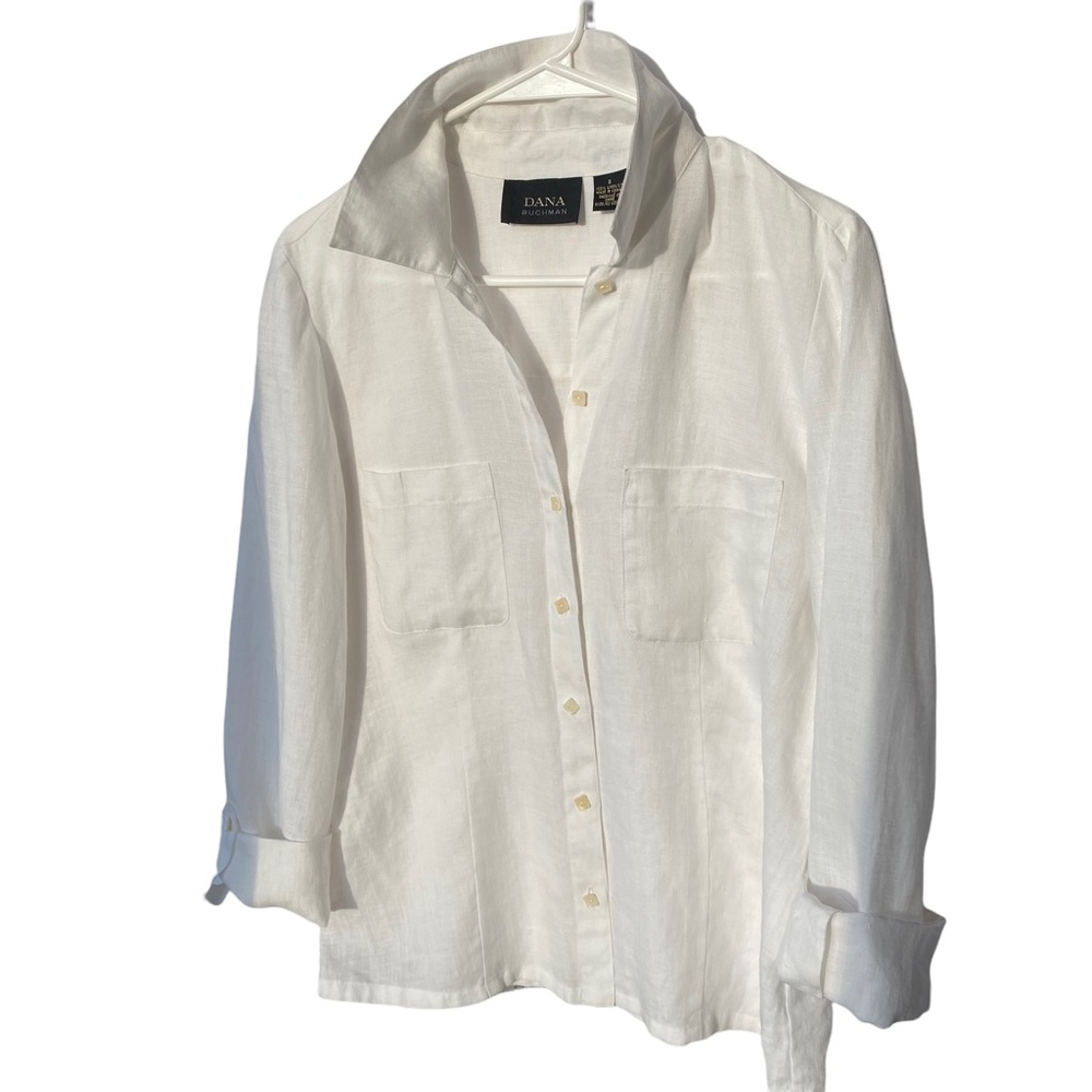 Dana Buchman White Linen Blouse